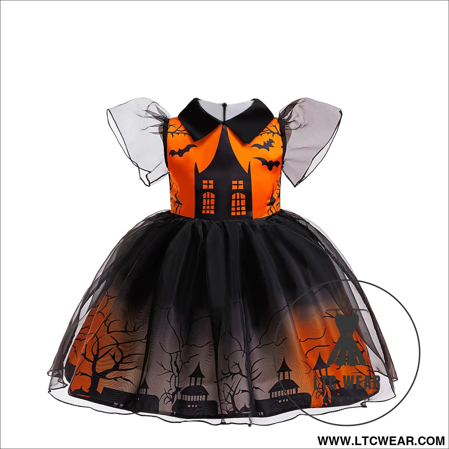 Girls’ halloween cosplay printed dress tulle puff dress