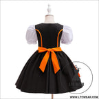 Girls halloween dress set formal satin dress with apron costume for big kids role play dress