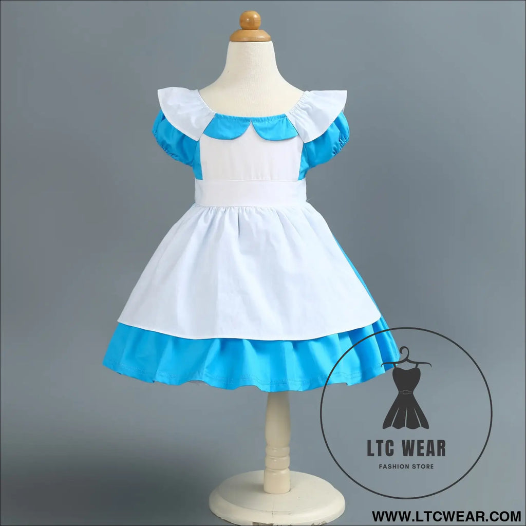 Girl’s princess dress alice cotton dress birthday halloween dress - e56 / 90cm