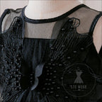 Girls’ princess dress with beaded tulle train sleeveless black formal dress
