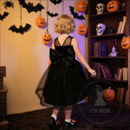 Girls’ princess dress with beaded tulle train sleeveless black formal dress