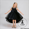Girls’ princess dress with beaded tulle train sleeveless black formal dress - t6066-black / 110cm/4y