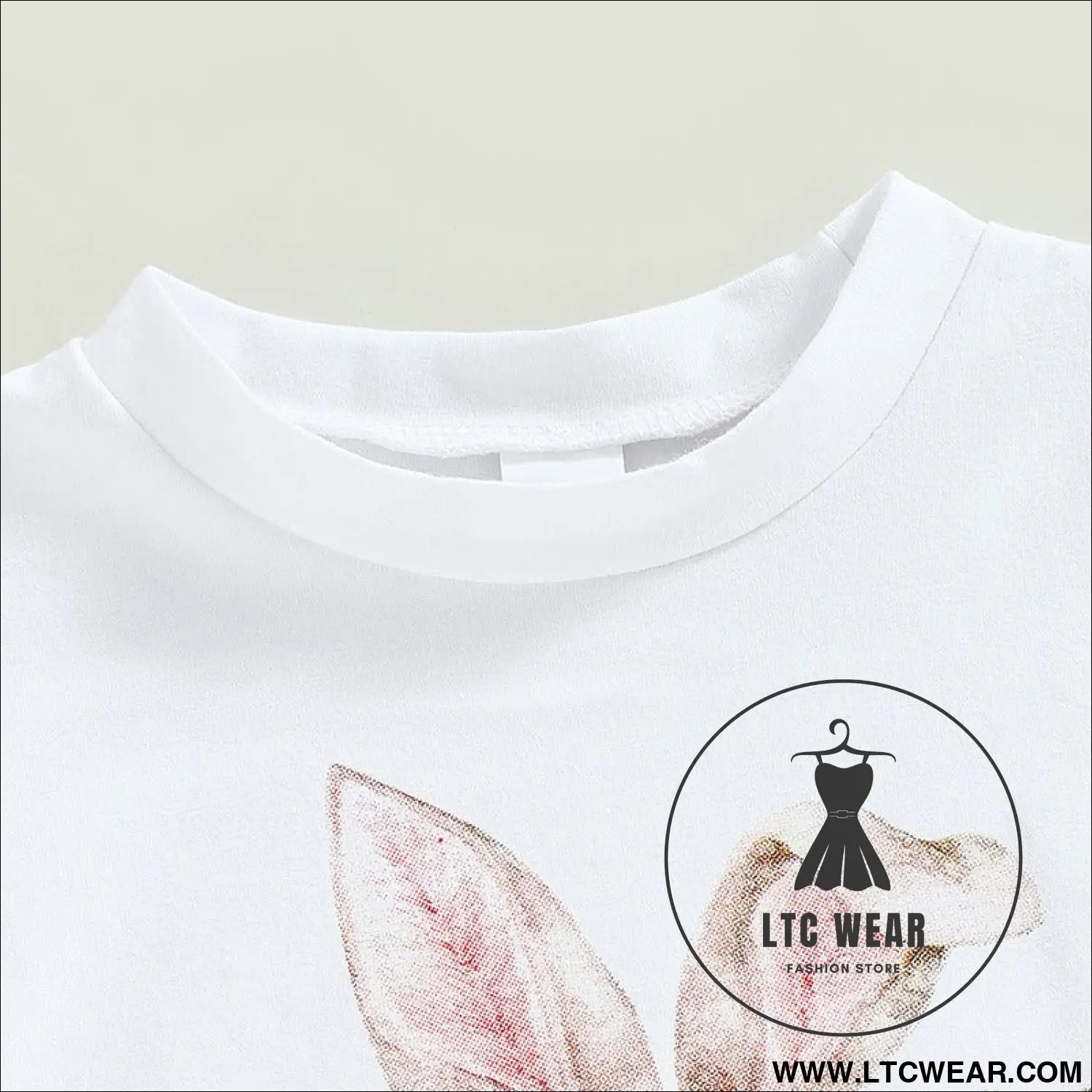 Girls summer european and american short sleeve tassel t shirt rabbit flower flare pants set girls set two piece set