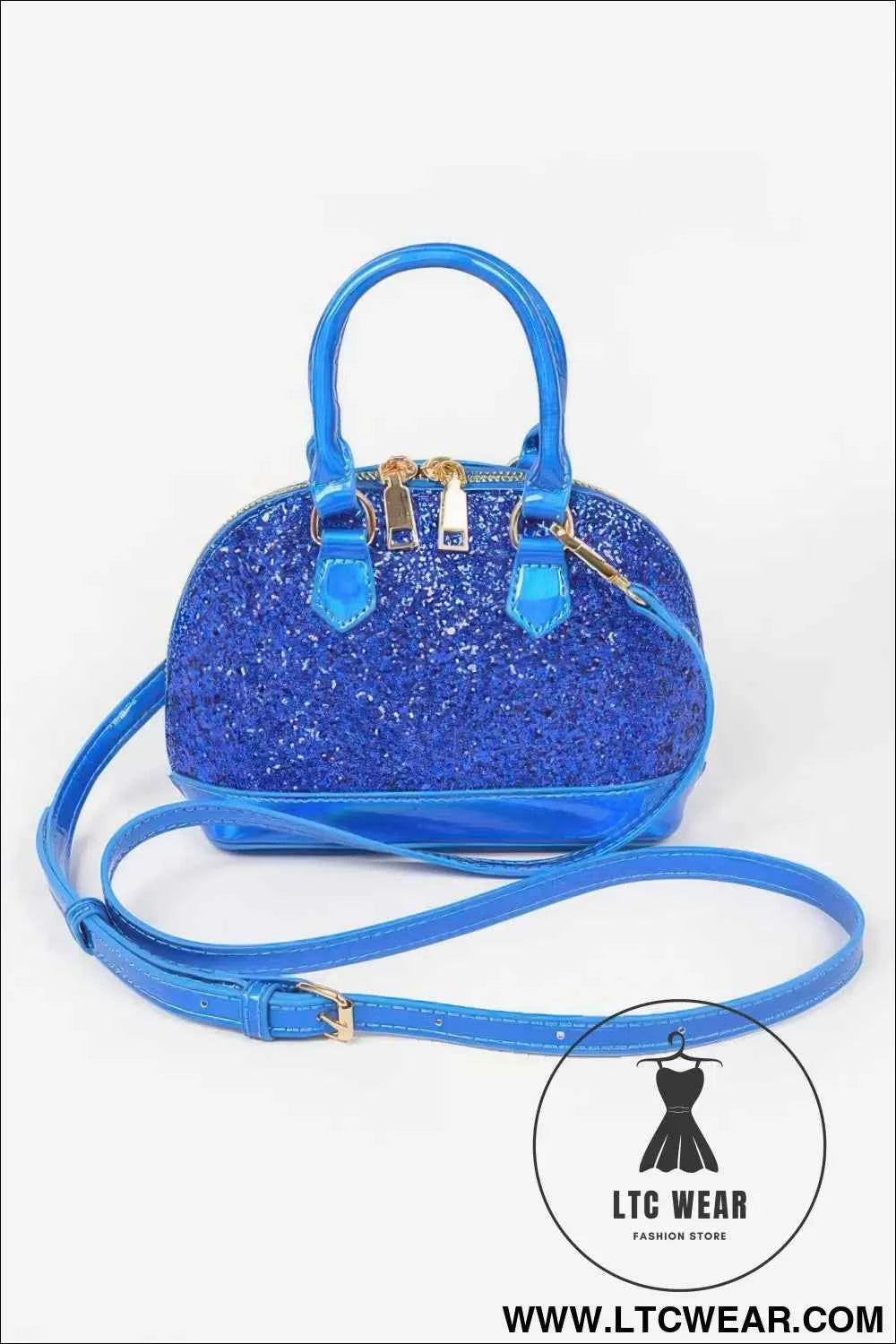 Glitter Mirror Crossbody Bag with Top Handle