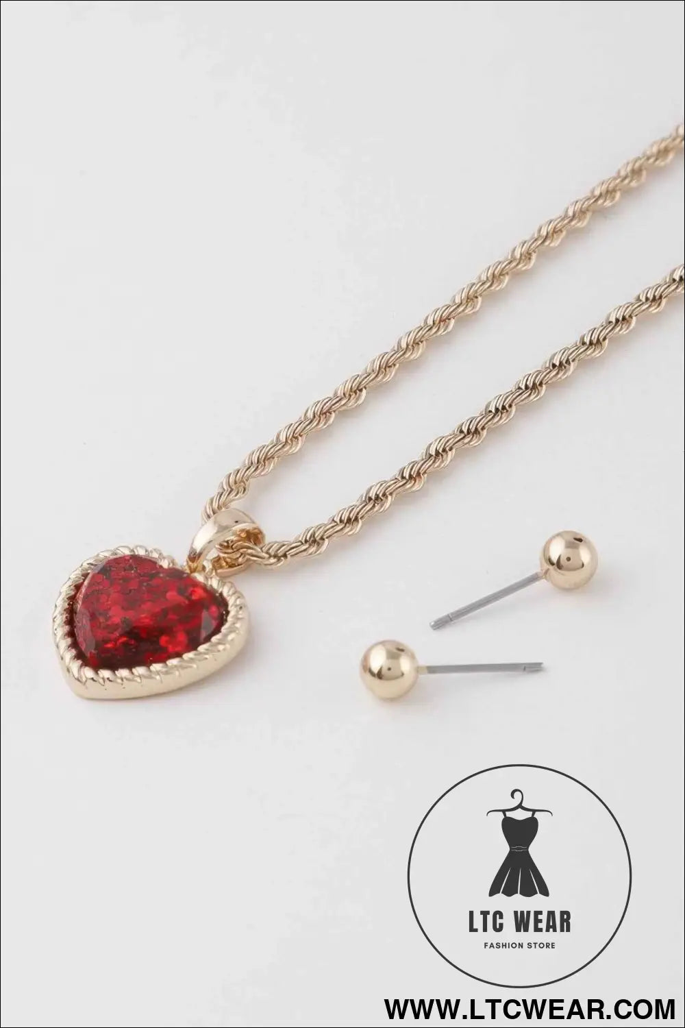 Glittered Heart Chain Necklace