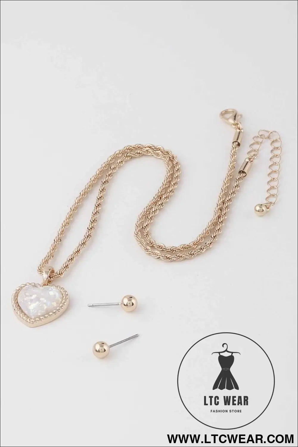 Glittered Heart Chain Necklace