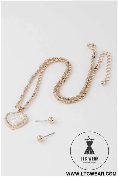 Glittered Heart Chain Necklace