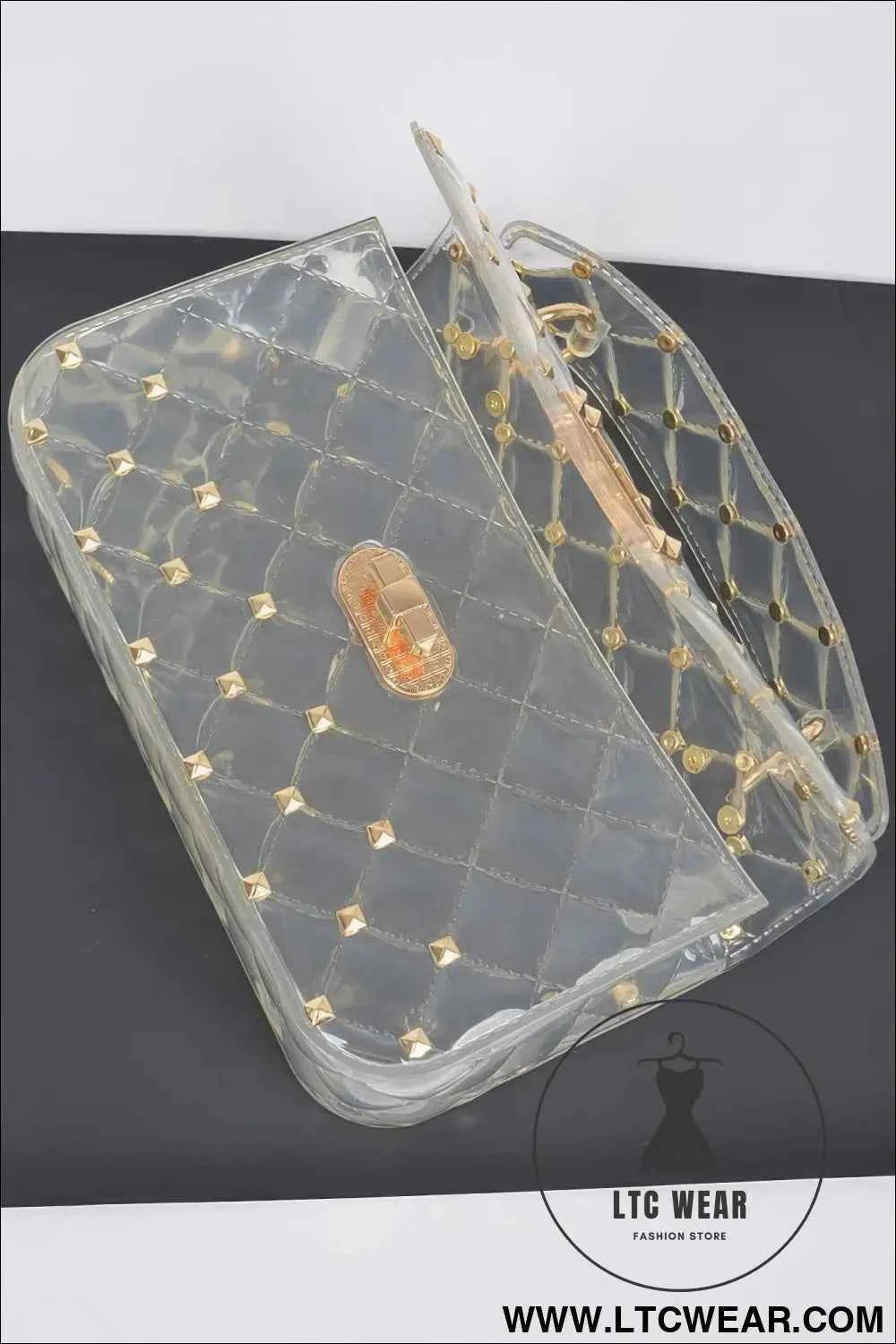 Glossy Stud Cross Chain Body Clutch