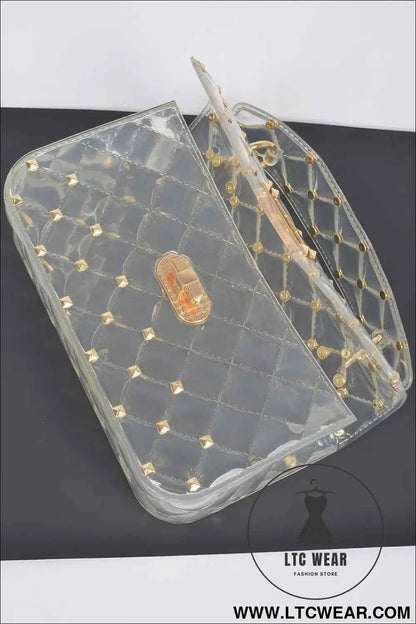 Glossy Stud Cross Chain Body Clutch