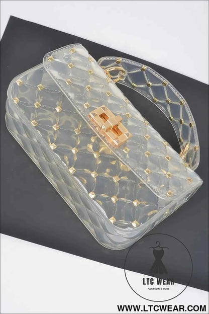 Glossy Stud Cross Chain Body Clutch