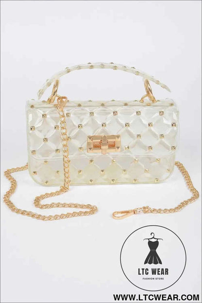 Glossy Stud Cross Chain Body Clutch