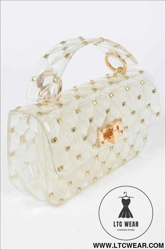 Glossy Stud Cross Chain Body Clutch
