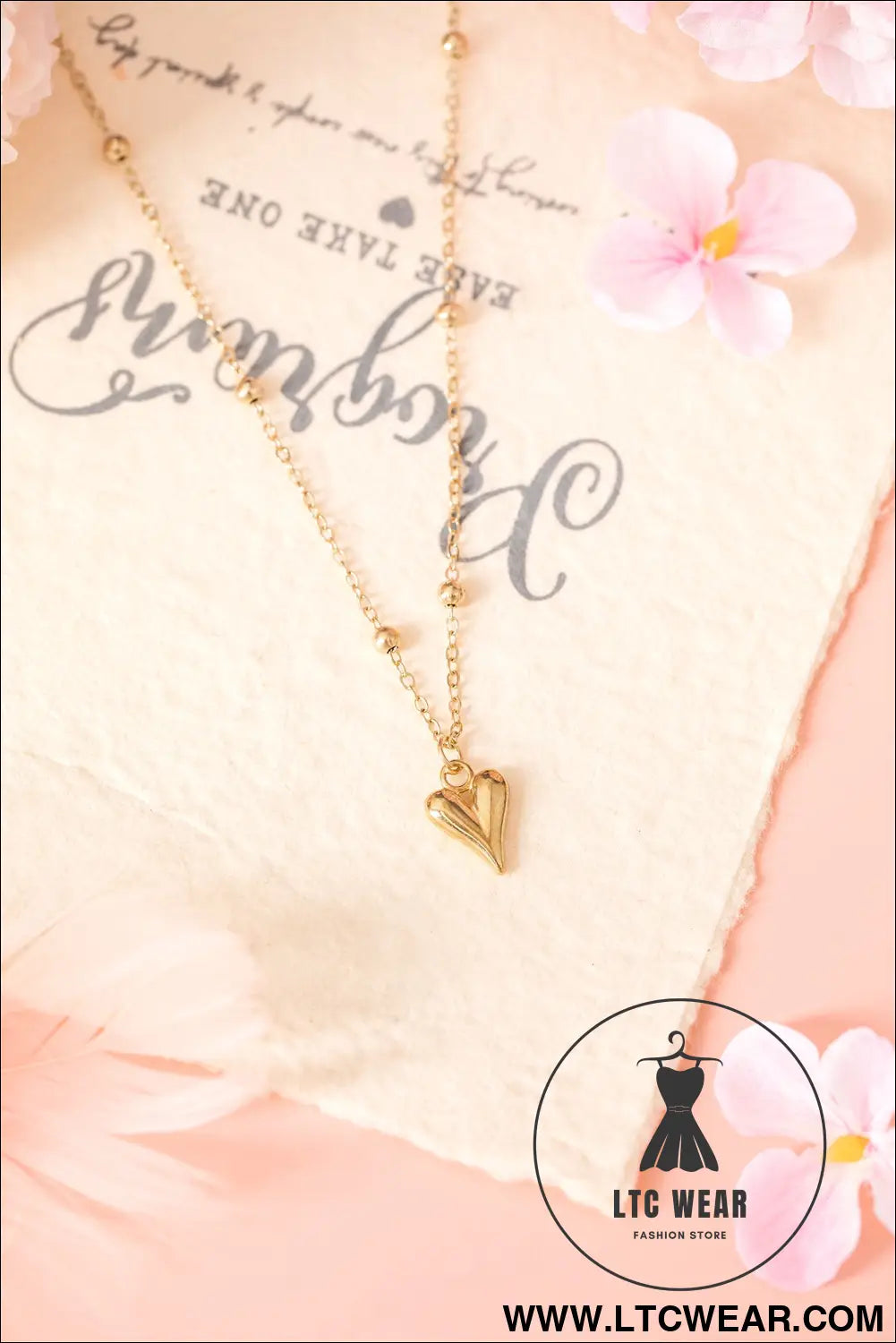 Gold plated alloy puffed heart necklace - gold / one size / 100% alloy - jewelry