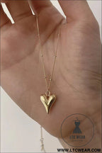 Gold plated alloy puffed heart necklace - gold / one size / 100% alloy - jewelry