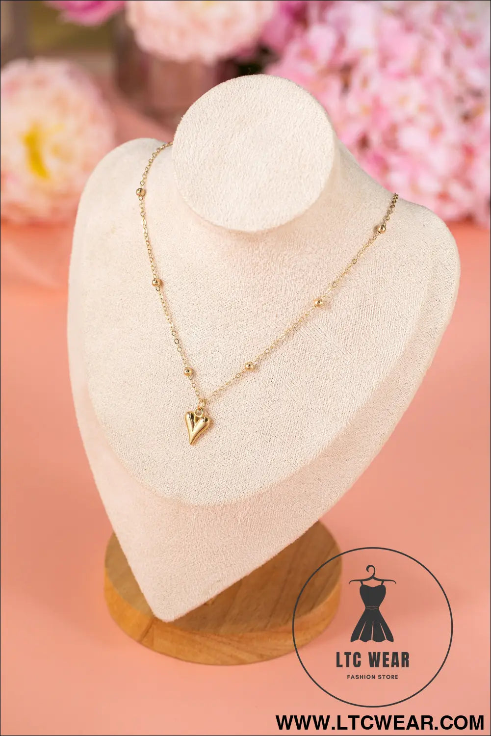 Gold plated alloy puffed heart necklace - gold / one size / 100% alloy - jewelry