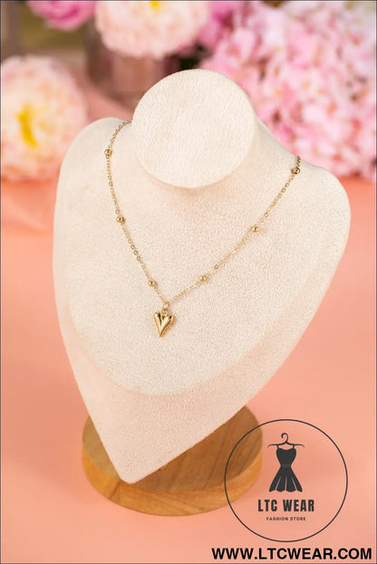Gold plated alloy puffed heart necklace - gold / one size / 100% alloy - jewelry