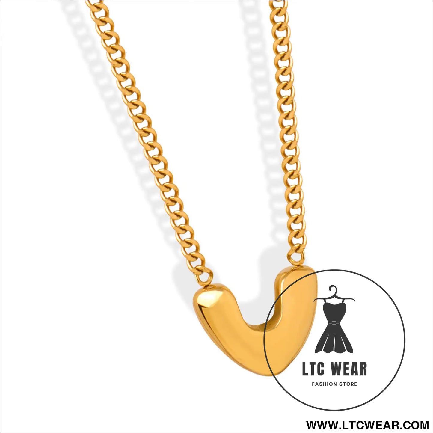 Gold-plated heart pendant necklace - gold / one size