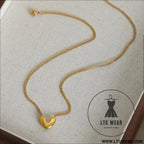 Gold-plated heart pendant necklace - gold / one size