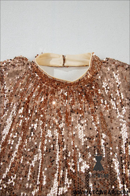 Gold Sequined Long Sleeve Cutout Back Mini Dress - L.T.C Wear Online Fashion Store