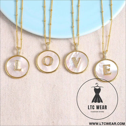 Gold Shell Initial Pendant Charm Collection