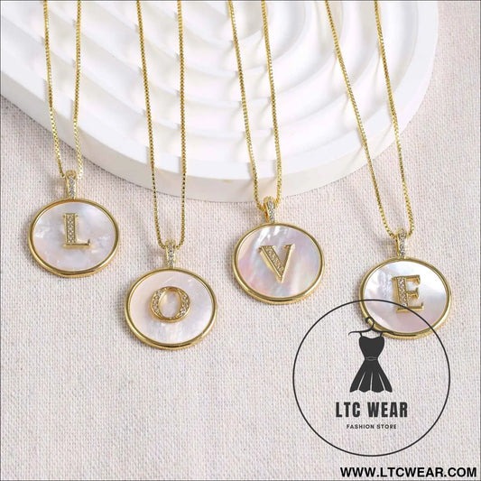 Gold Shell Initial Pendant Charm Collection