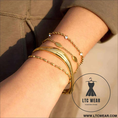 Gold Wave Open Cuff Bracelet Collection