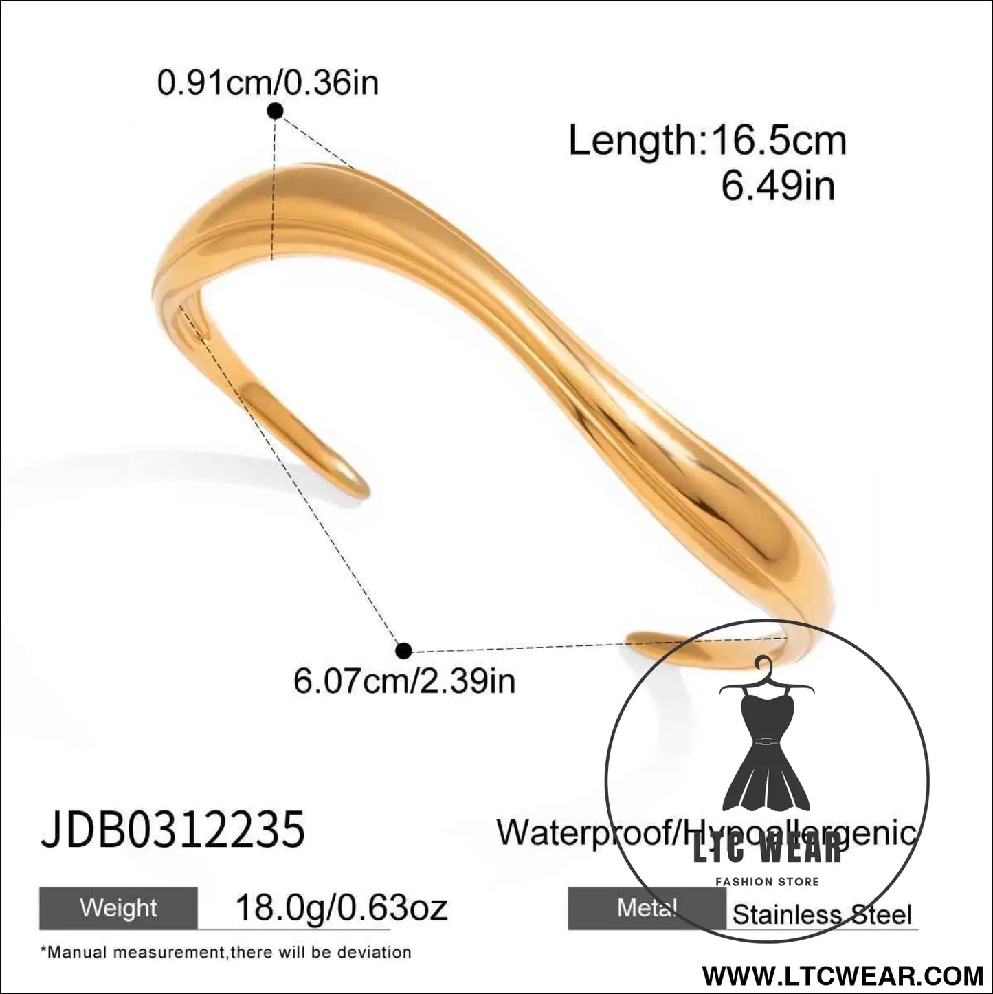 Gold Wave Open Cuff Bracelet Collection