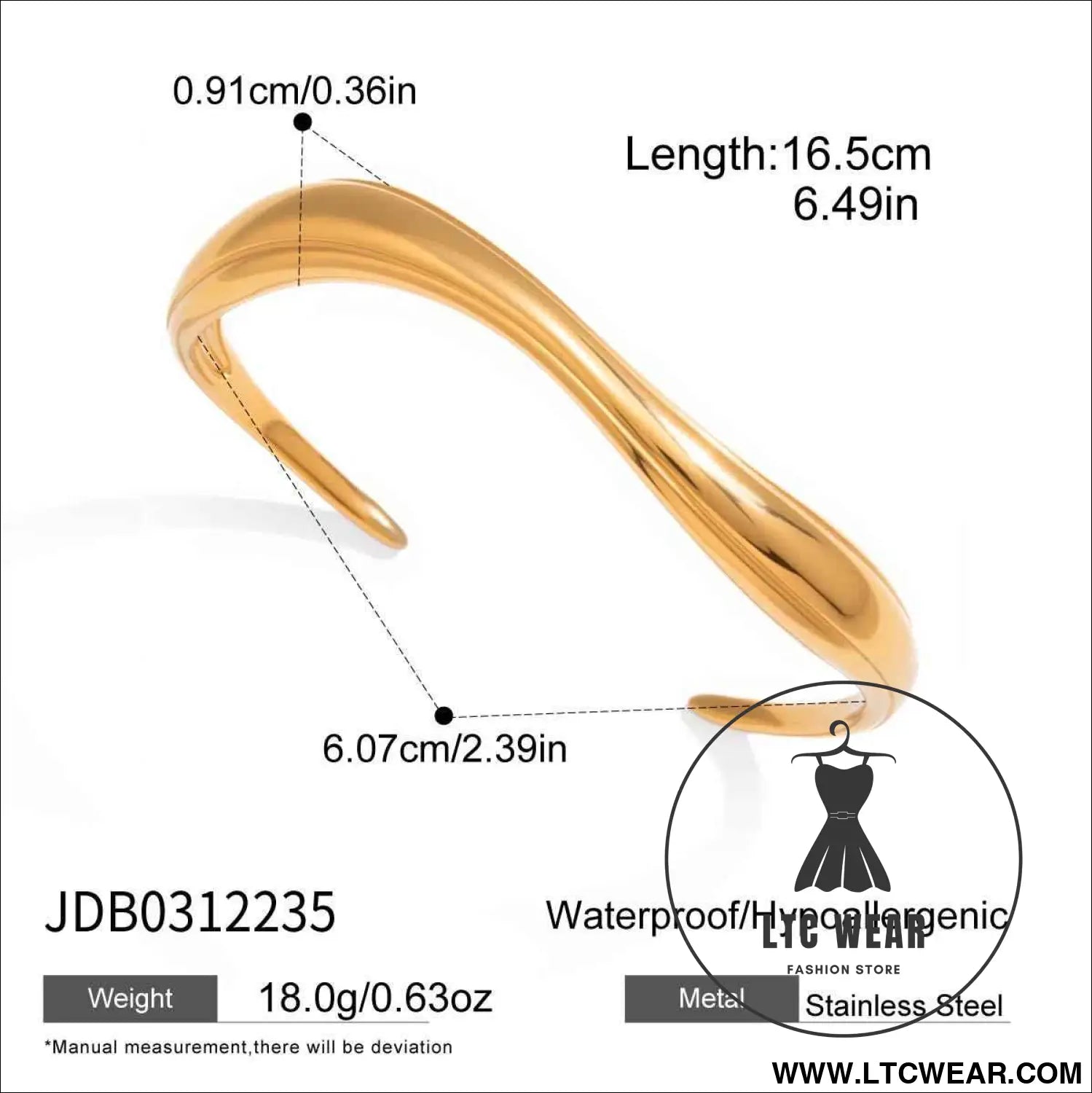 Gold Wave Open Cuff Bracelet Collection