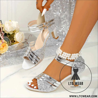 Golden Fish Scale Sequins Elegant 2026 High Heels