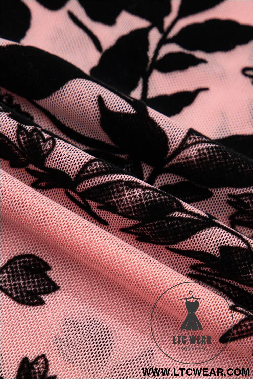 Gossamer pink retro floral print mesh long sleeve pullover blouse - long sleeve tops