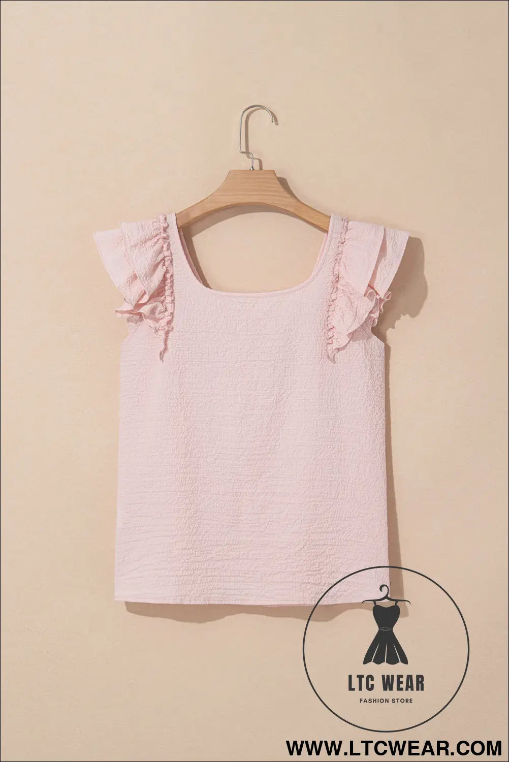 Gossamer pink textured bow frilled ruffle sleeve blouse - blouses & shirts