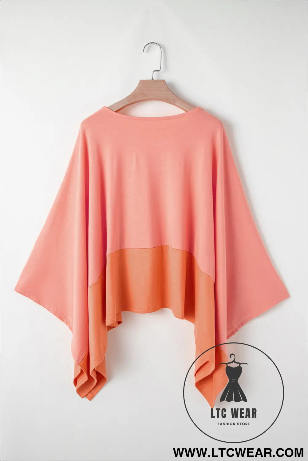 Grapefruit orange colorblock v neck slits oversized top - 20%