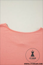 Grapefruit orange colorblock v neck slits oversized top - 20%