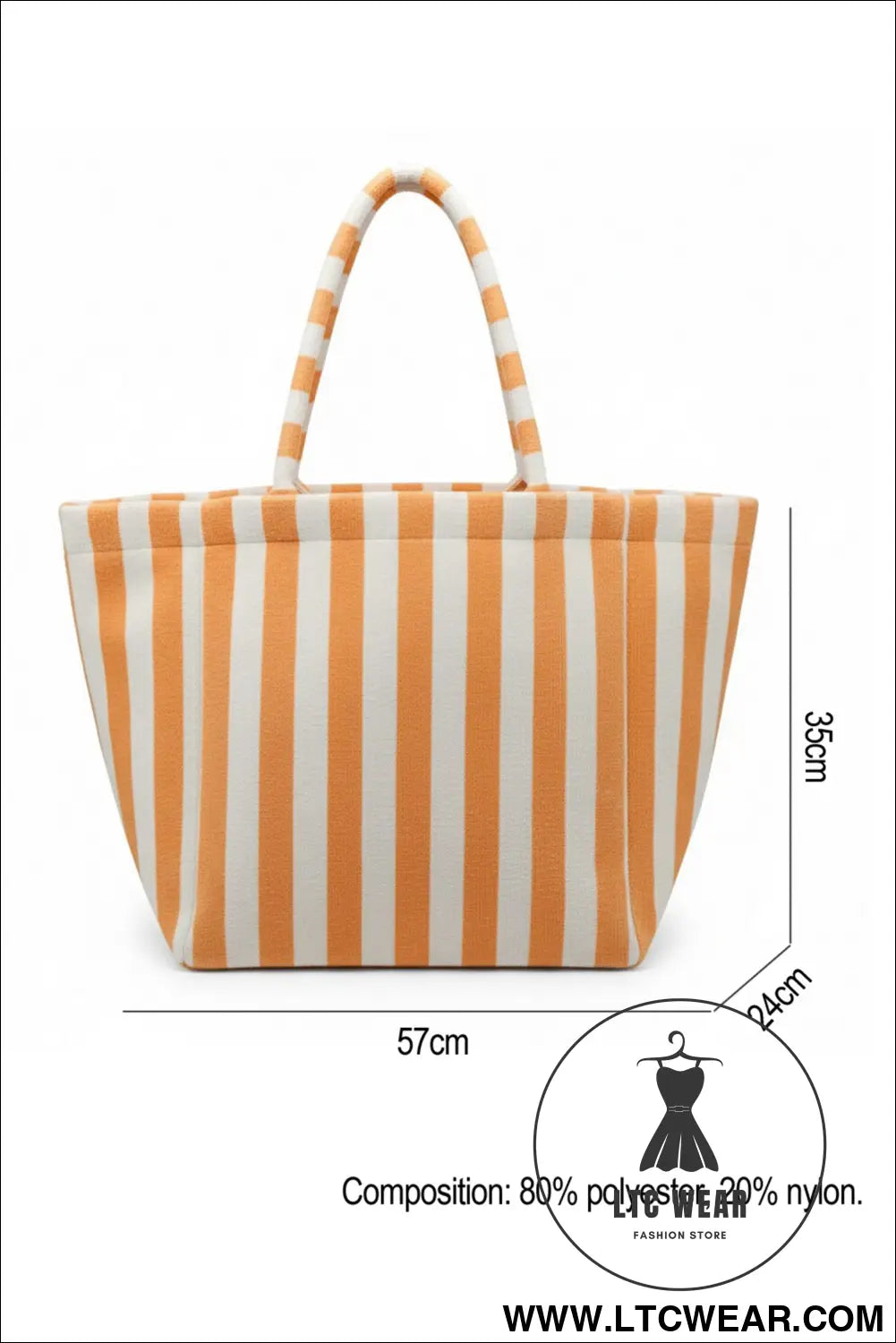 Grapefruit Orange Striped Terry Large Beach Tote Bag - L.T.C Wear Online Fashion Store