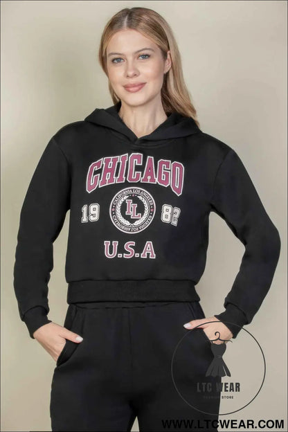 Graphic Drop Shoulder Pull Over Hoodie