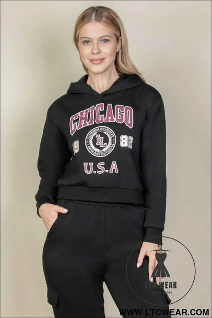 Graphic Drop Shoulder Pull Over Hoodie