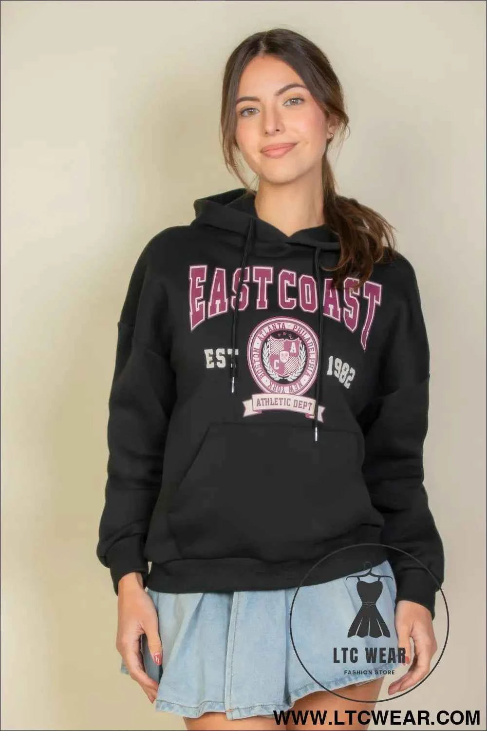 Graphic Kangaroo Pocket Drawstring Hoodie