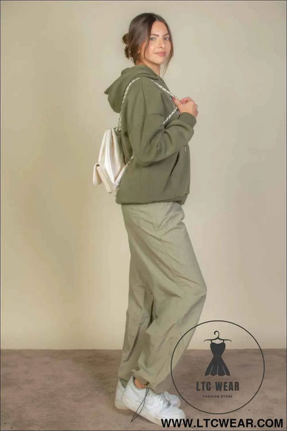 Graphic Kangaroo Pocket Drawstring Hoodie