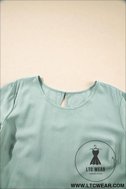 Grass Green Plain Ruffle Hem Plus Size Flared Mini Dress - L.T.C Wear Online Fashion Store