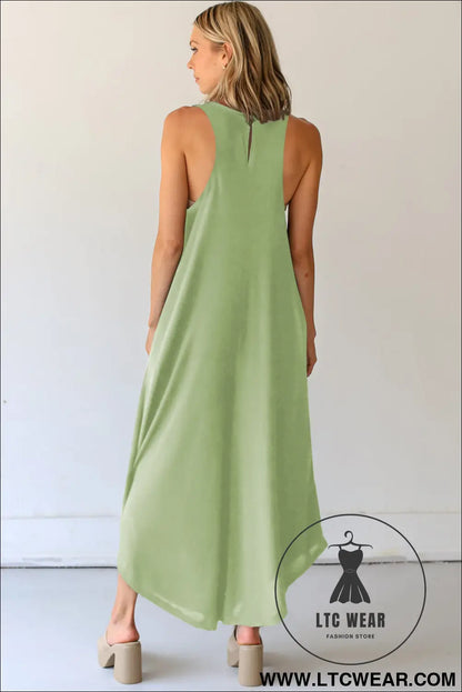 Grass green sleeveless v neck pocketed wide leg jumpsuit - jumpsuits & rompers