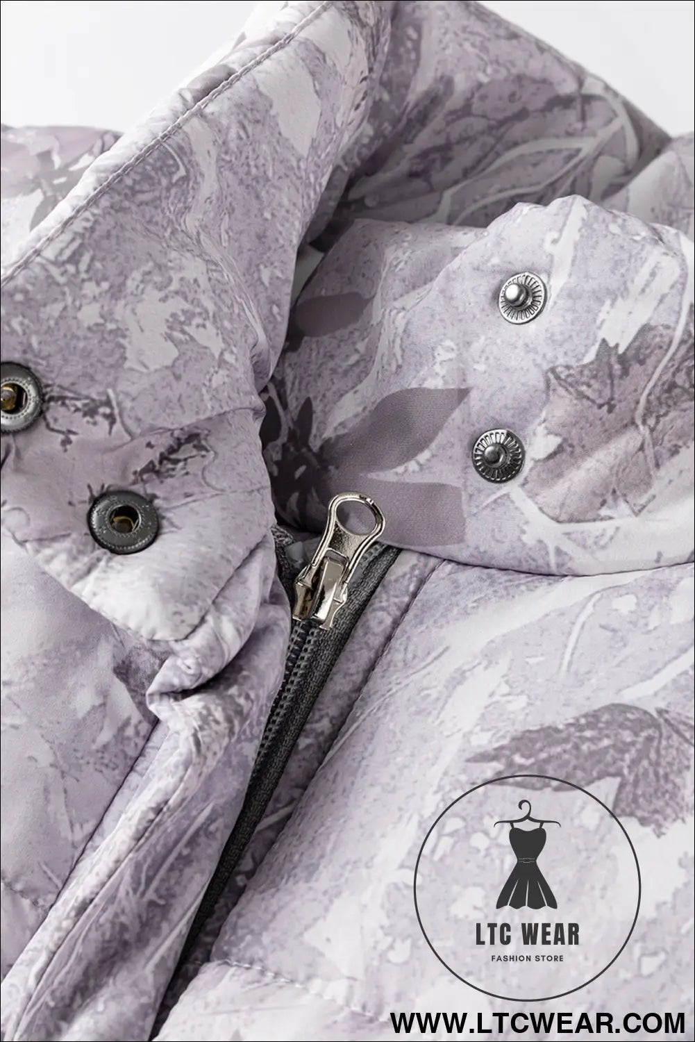 Gray camo leaf print winter puffer vest - vests
