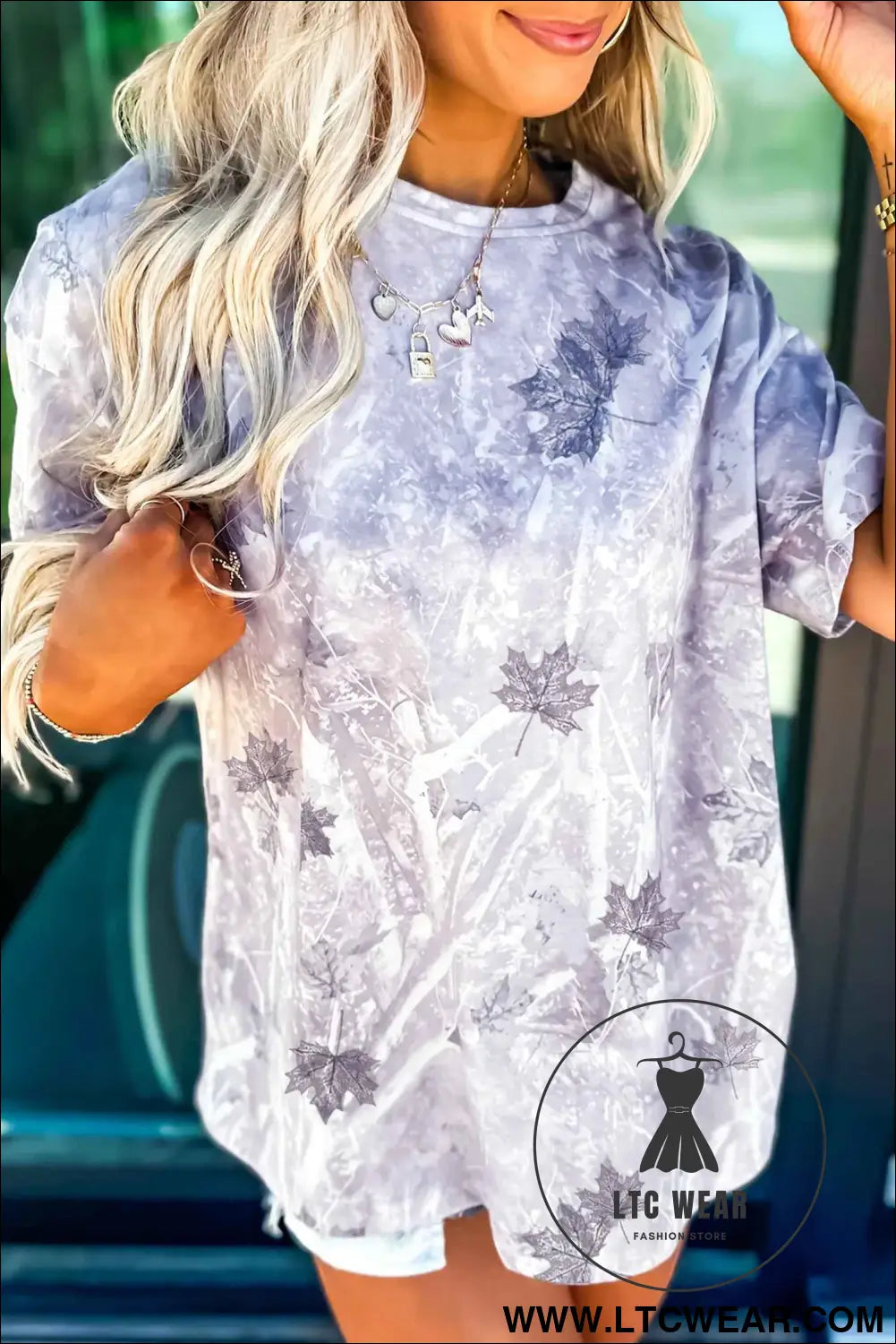 Gray Camouflage Woodland Print Drop Shoulder Tunic Tee