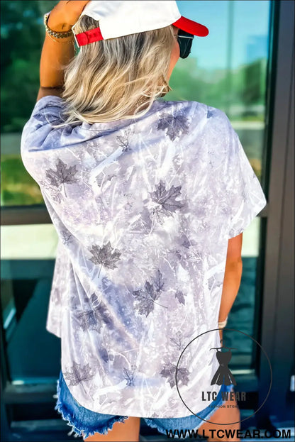 Gray Camouflage Woodland Print Drop Shoulder Tunic Tee - L.T.C Wear Online Fashion Store