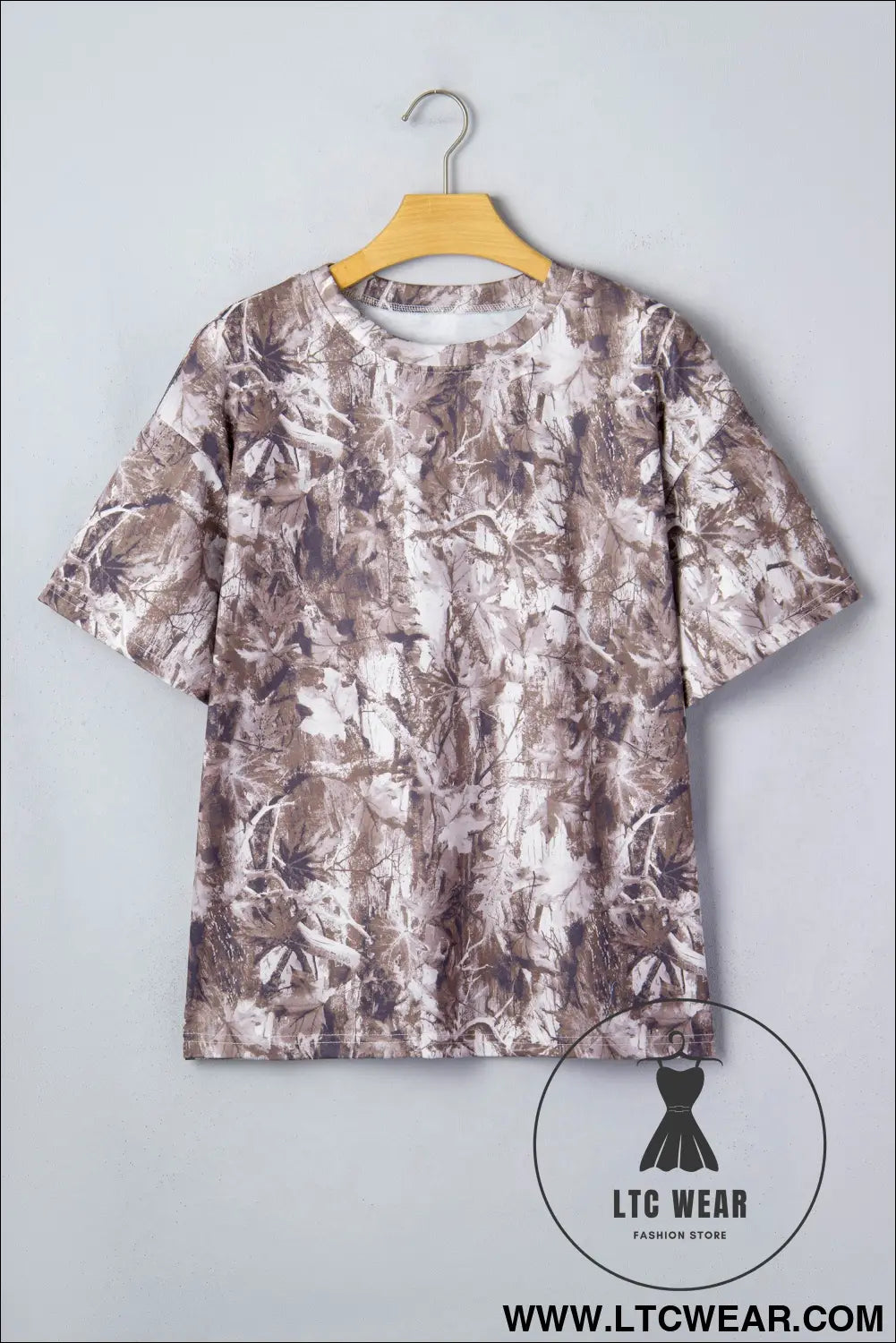 Gray Camouflage Woodland Print Drop Shoulder Tunic Tee - L.T.C Wear Online Fashion Store