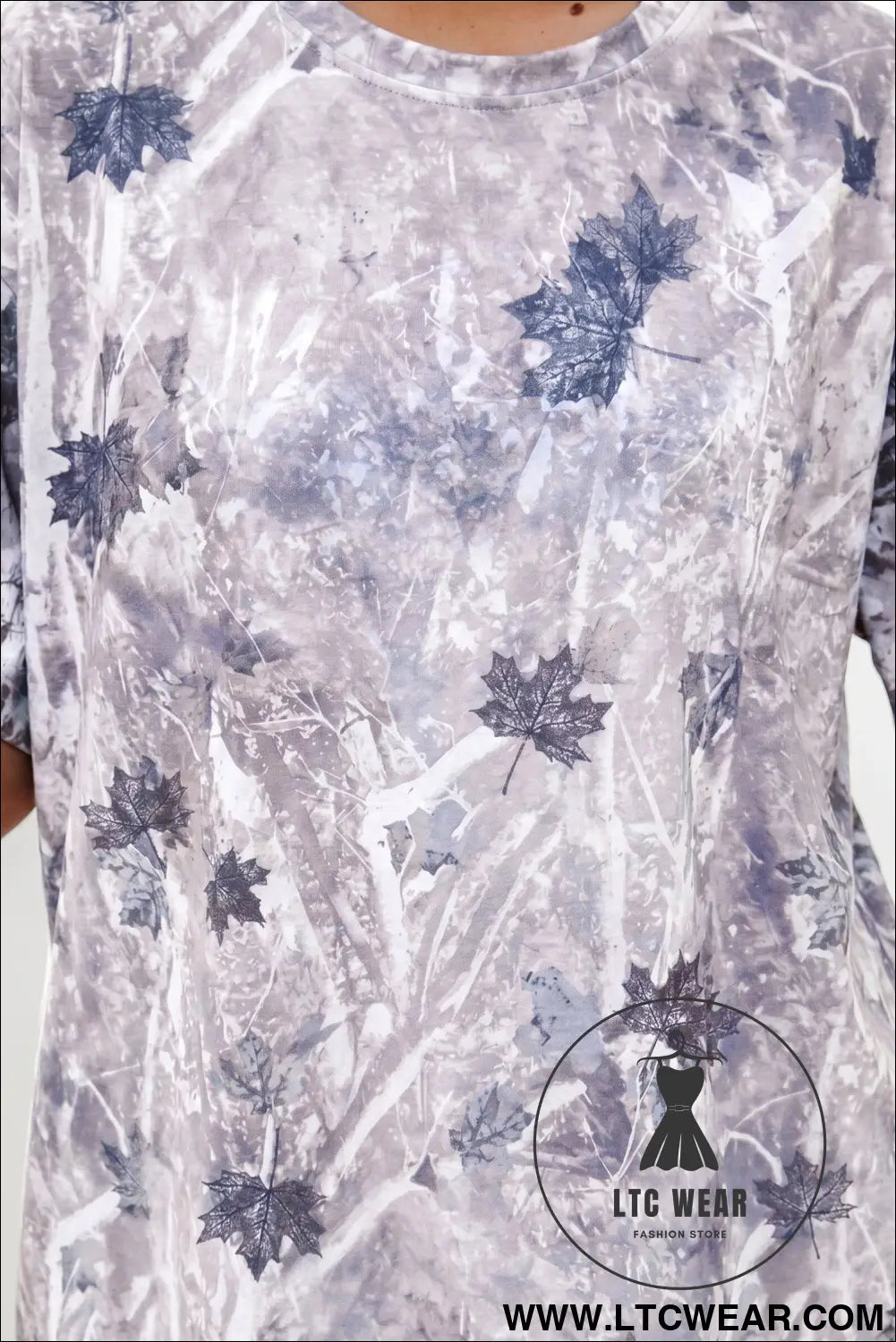 Gray Camouflage Woodland Print Drop Shoulder Tunic Tee - L.T.C Wear Online Fashion Store