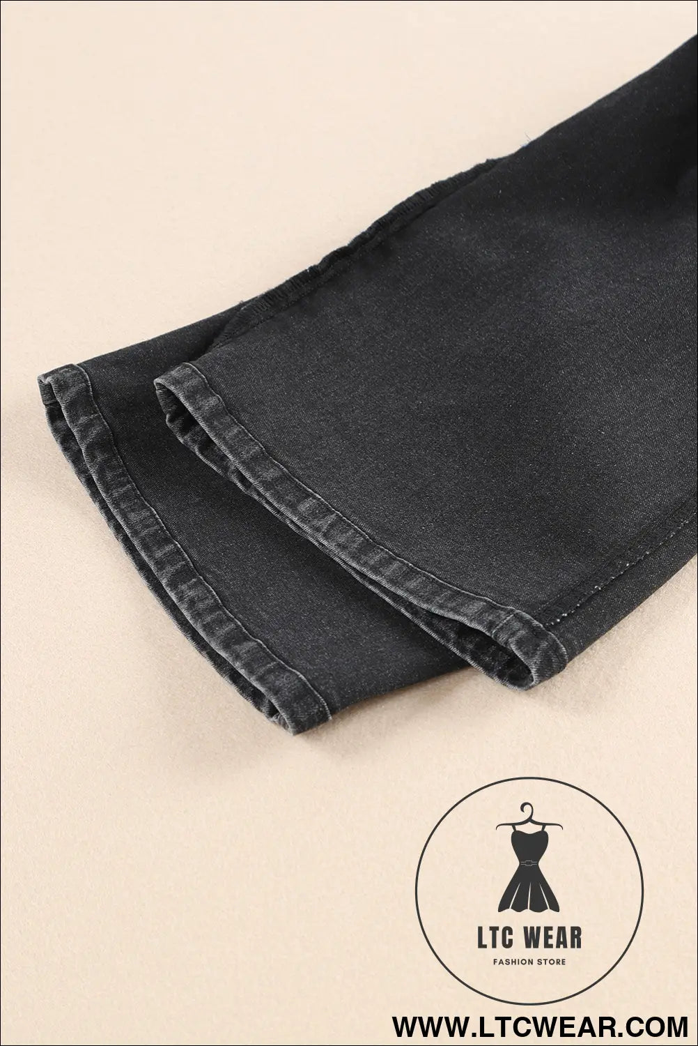 Gray High Waist Button Front Wide Leg Cropped Jeans - L.T.C Wear Online Fashion Store