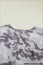 Gray plus size camo print casual t shirt - plus size tops & tees