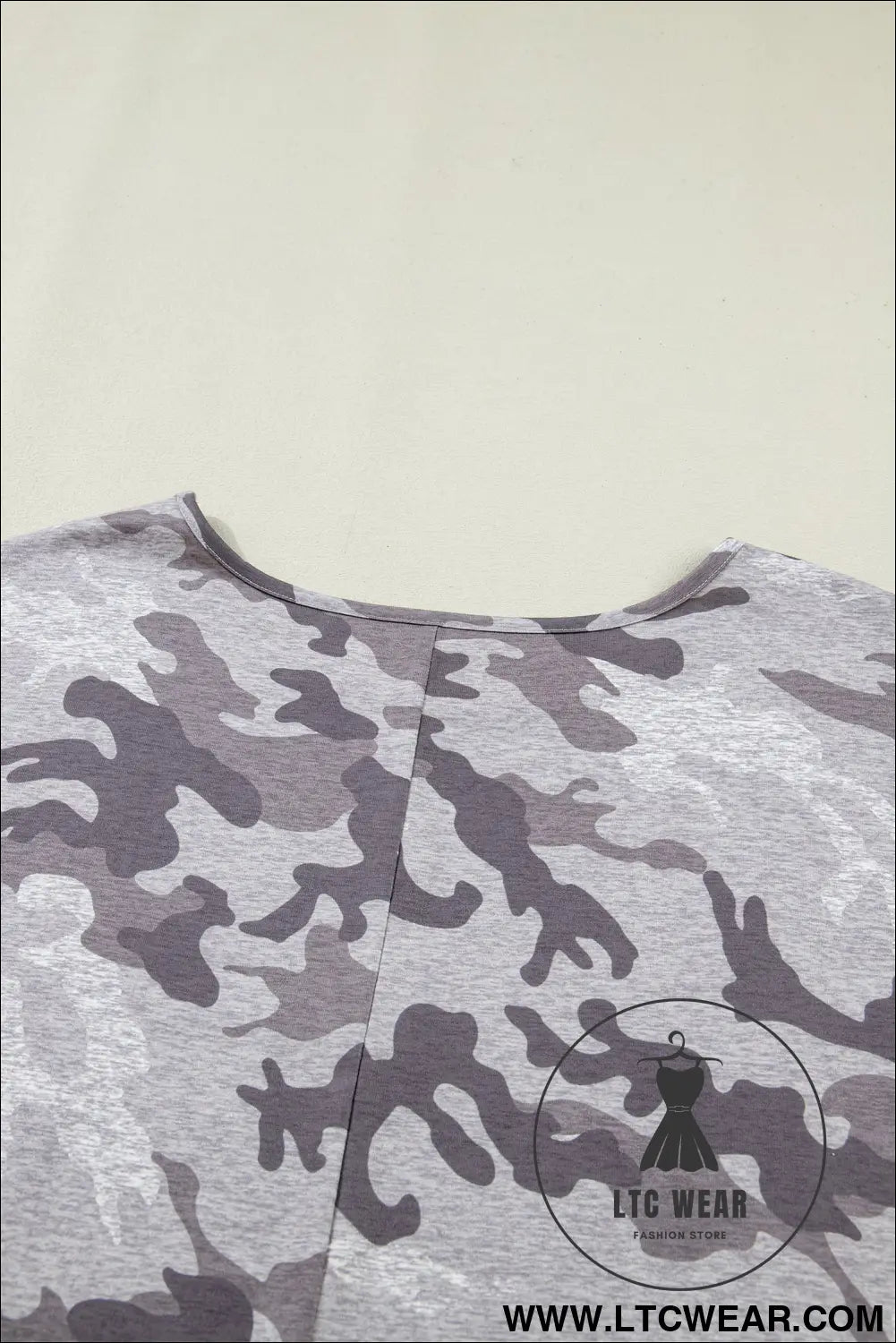 Gray plus size camo print casual t shirt - plus size tops & tees