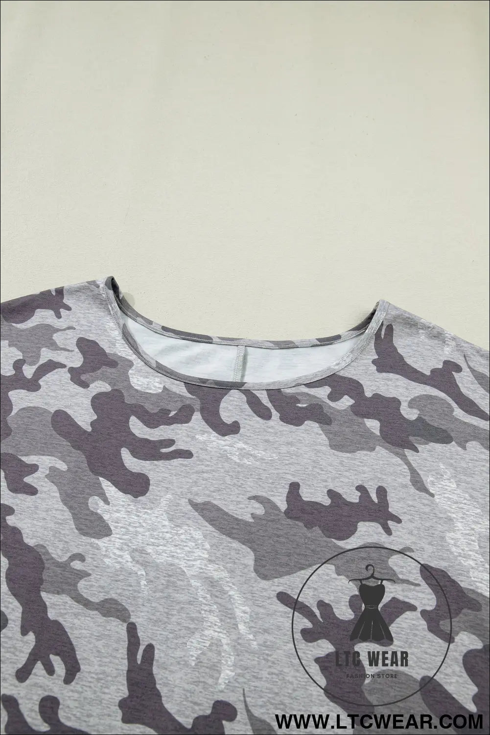 Gray plus size camo print casual t shirt - plus size tops & tees