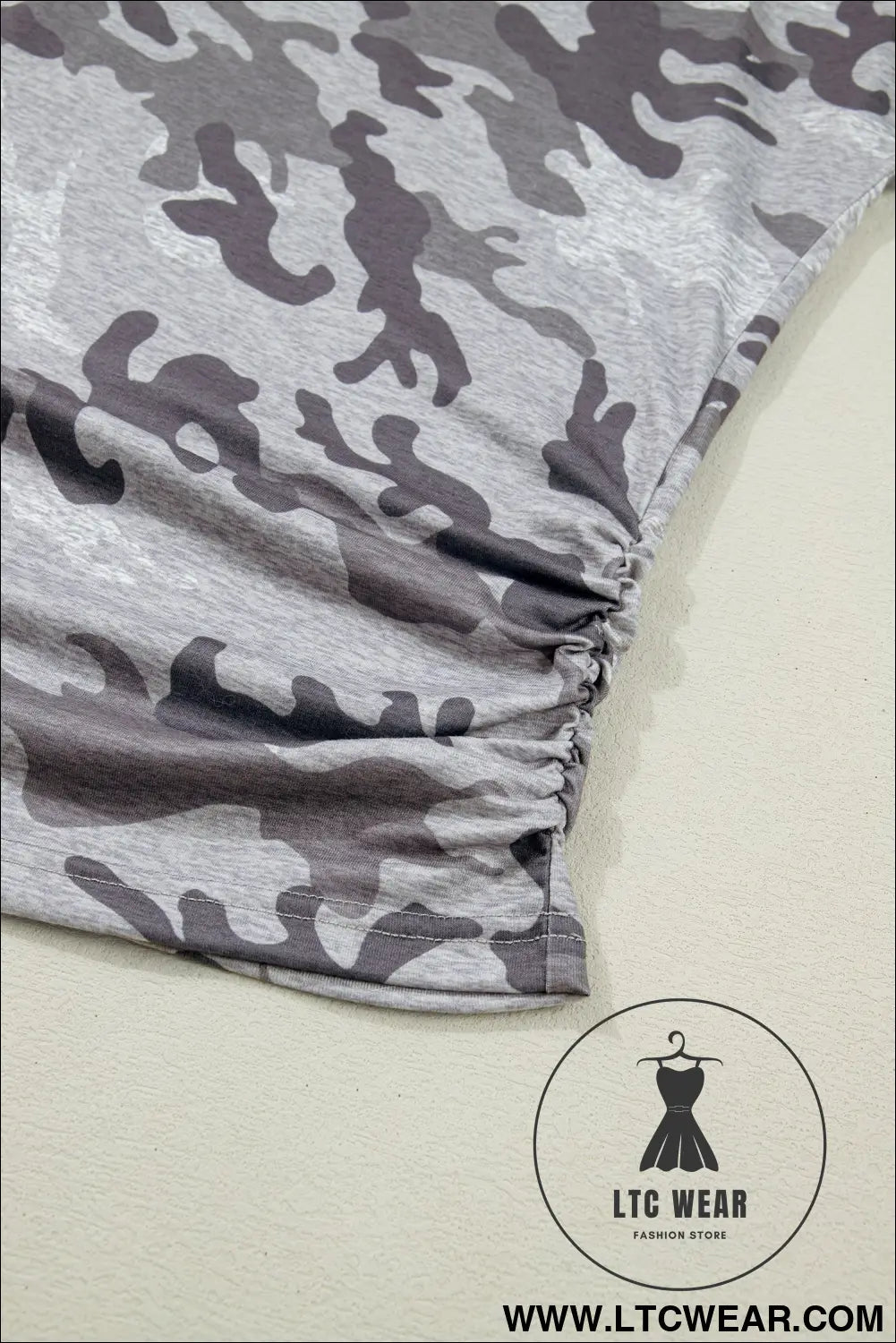 Gray plus size camo print casual t shirt - plus size tops & tees